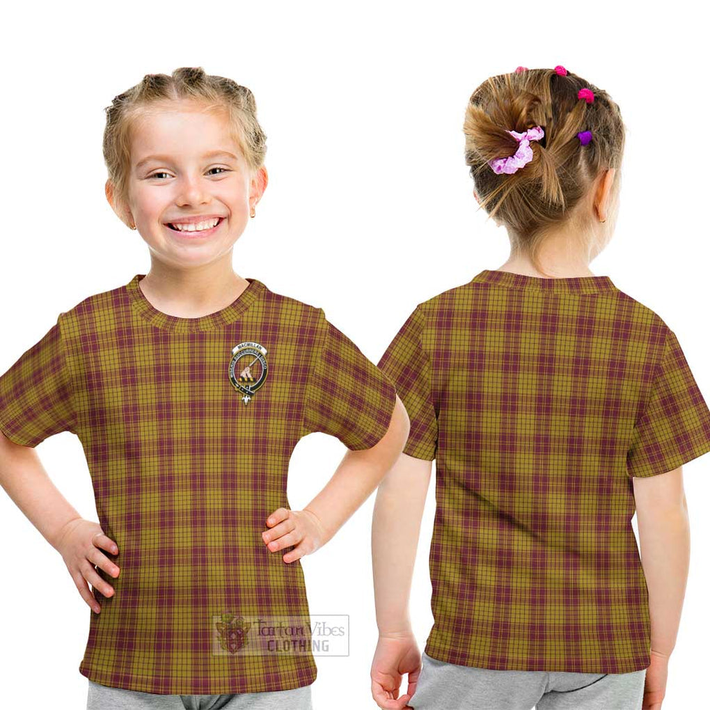 MacMillan Dress Tartan Kid T-Shirt with Family Crest - Tartanvibesclothing Shop