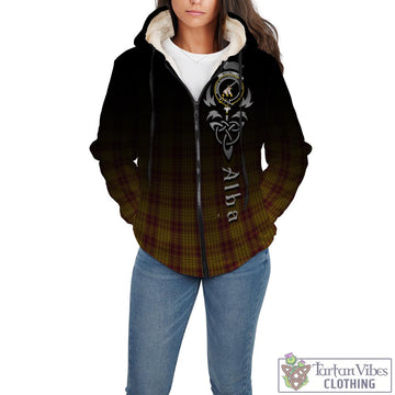 MacMillan Dress Tartan Sherpa Hoodie Featuring Alba Gu Brath Family Crest Celtic Inspired