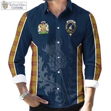 MacMillan Dress Tartan Long Sleeve Button Up Shirt with Family Crest and Scottish Thistle Vibes Sport Style