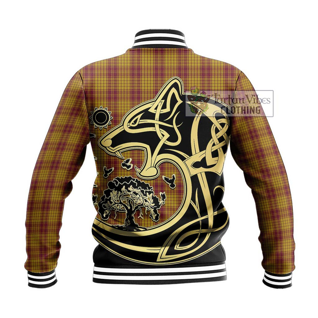 MacMillan Dress Tartan Baseball Jacket with Family Crest Celtic Wolf Style - Tartan Vibes Clothing