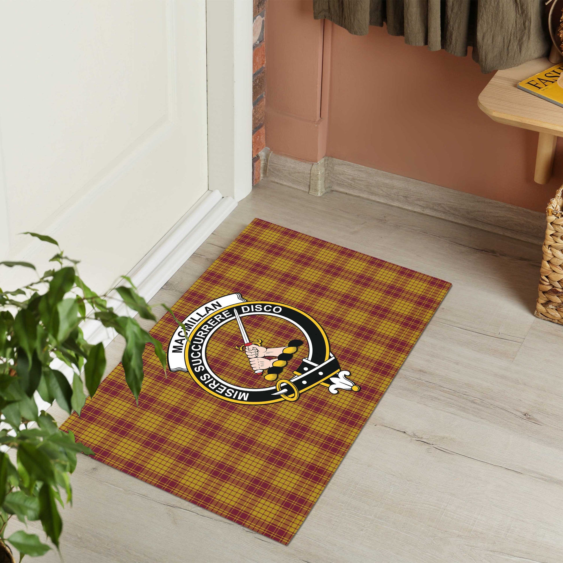 MacMillan Dress Tartan Door Mat with Family Crest - Tartanvibesclothing