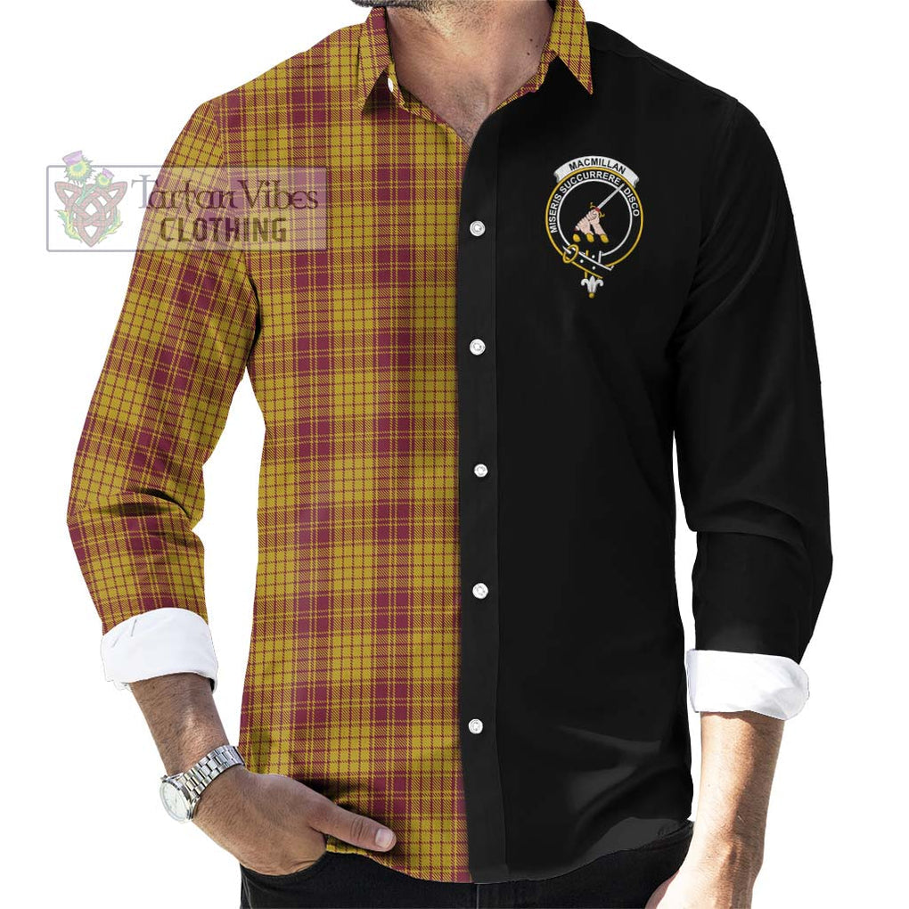 MacMillan Dress Tartan Long Sleeve Button Shirt with Family Crest and Half Of Me Style - Tartanvibesclothing Shop