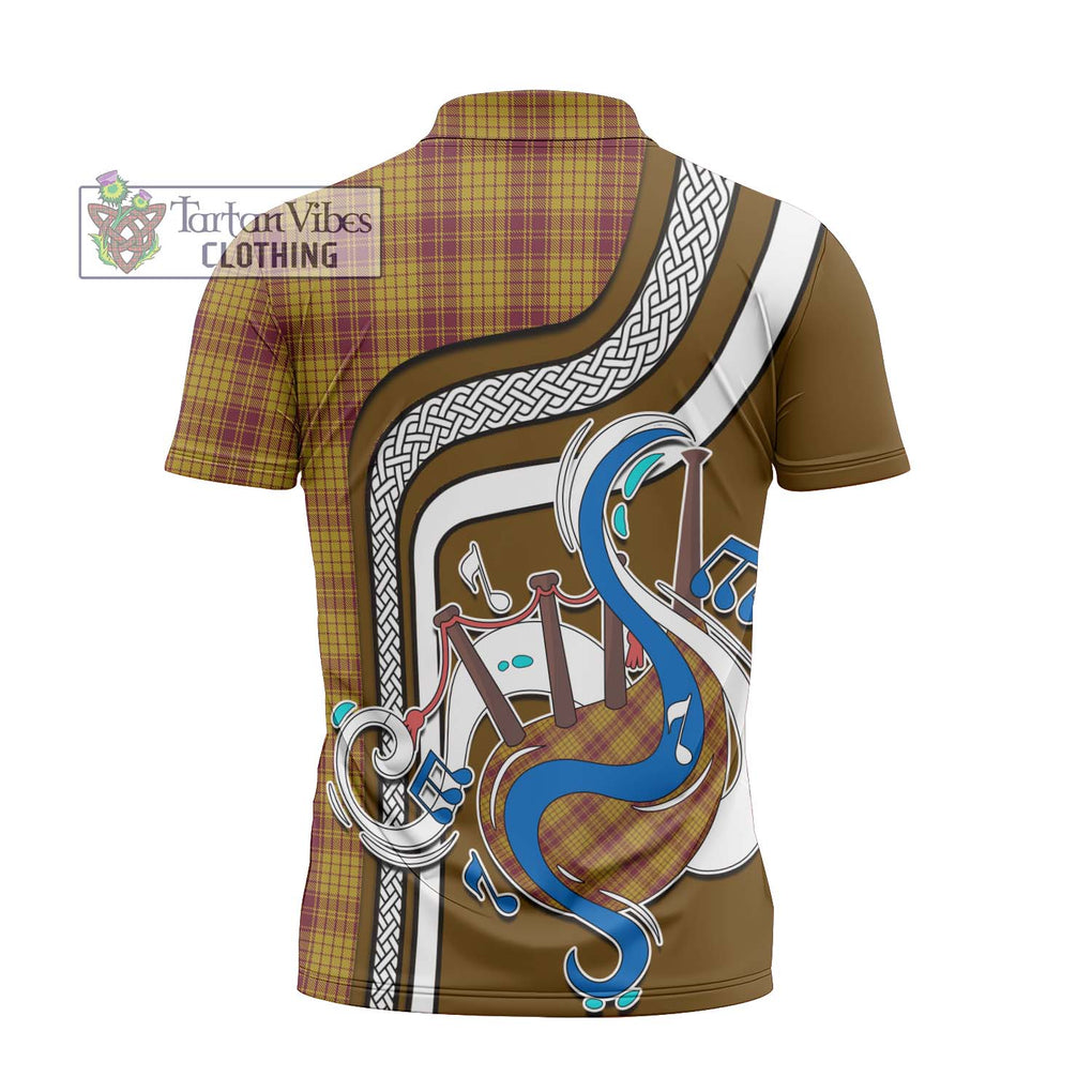 MacMillan Dress Tartan Zipper Polo Shirt with Epic Bagpipe Style - Tartanvibesclothing Shop