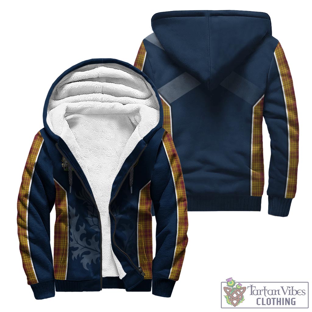 Tartan Vibes Clothing MacMillan Dress Tartan Sherpa Hoodie with Family Crest and Scottish Thistle Vibes Sport Style