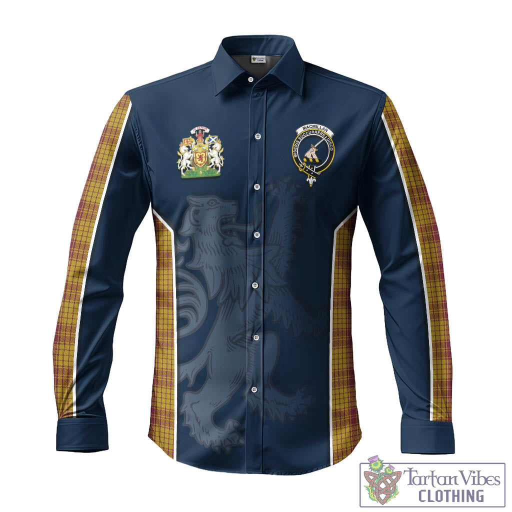 Tartan Vibes Clothing MacMillan Dress Tartan Long Sleeve Button Up Shirt with Family Crest and Lion Rampant Vibes Sport Style