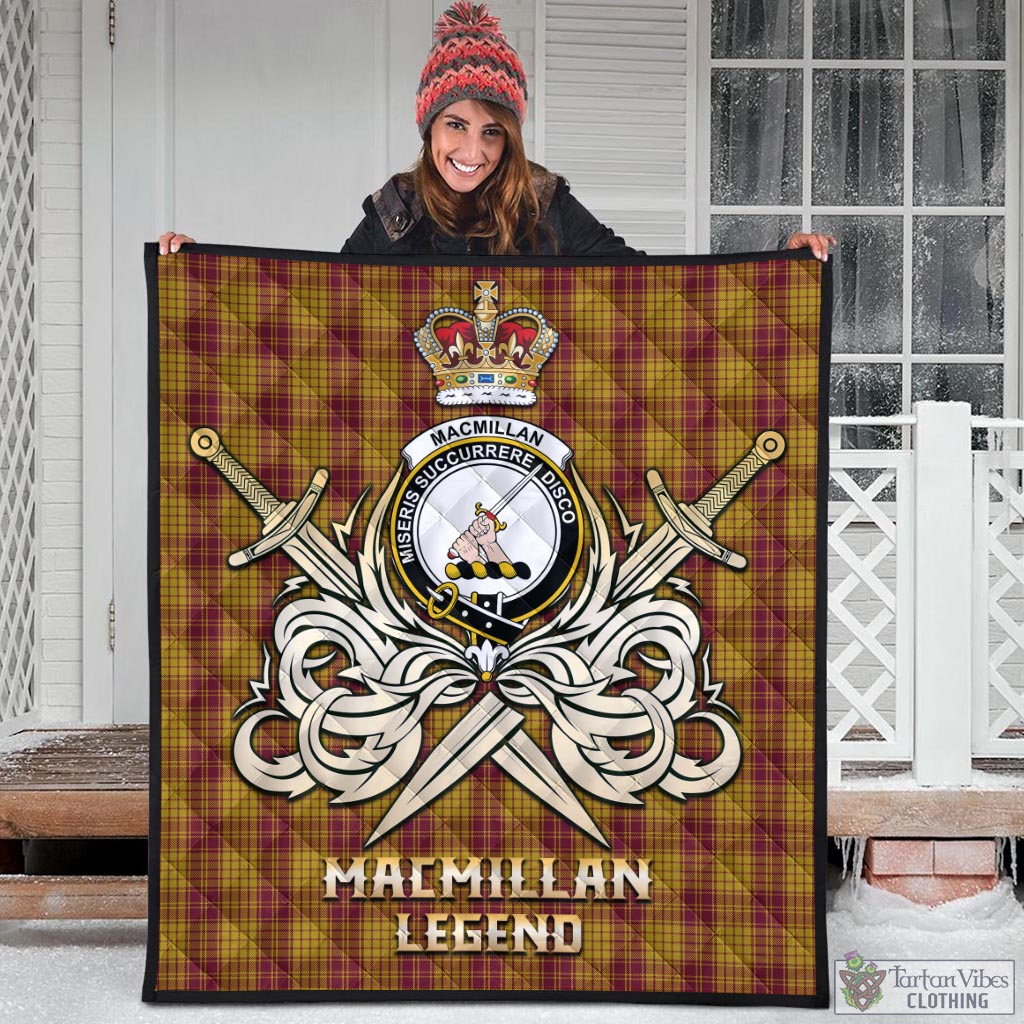 Tartan Vibes Clothing MacMillan Dress Tartan Quilt with Clan Crest and the Golden Sword of Courageous Legacy