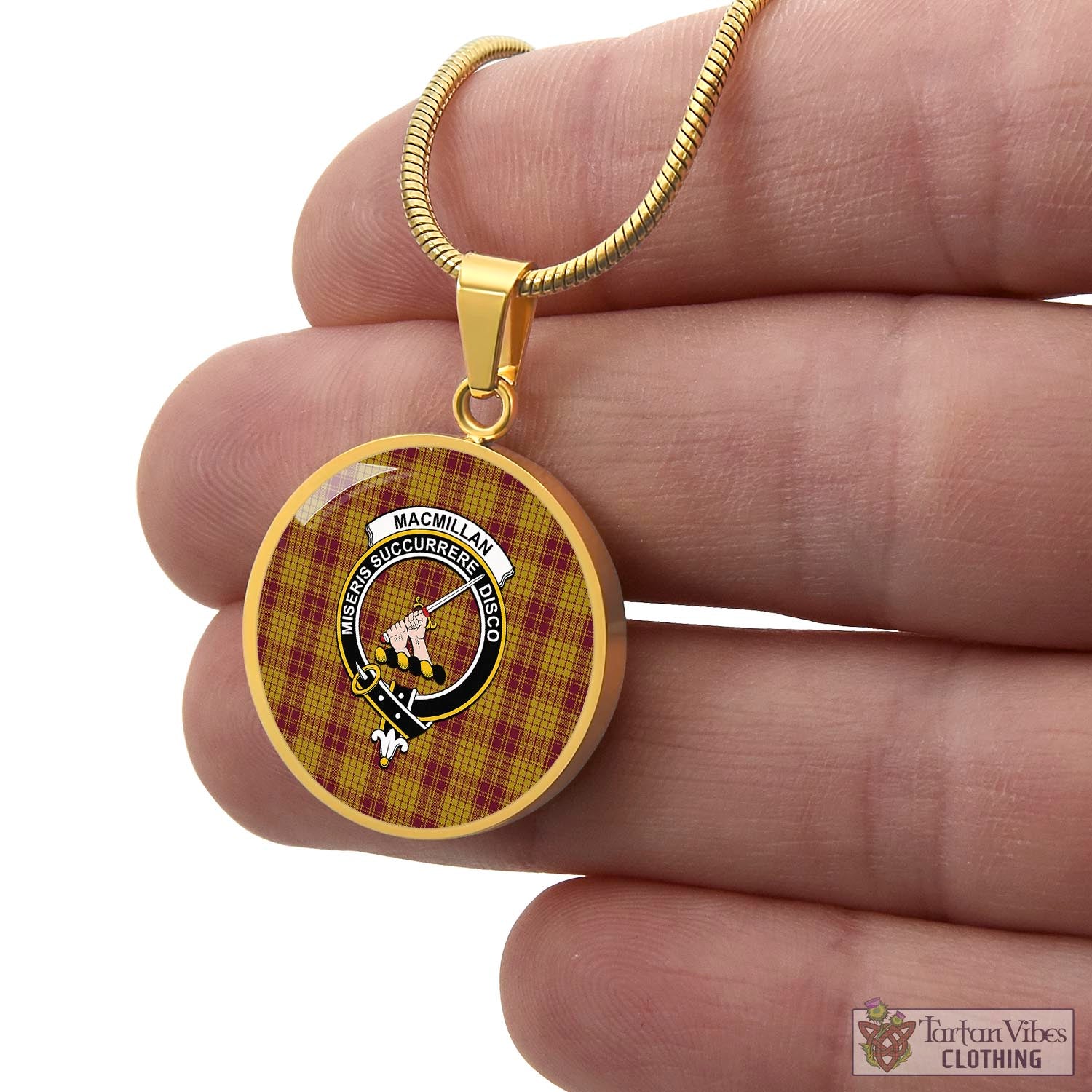 Tartan Vibes Clothing MacMillan Dress Tartan Circle Necklace with Family Crest