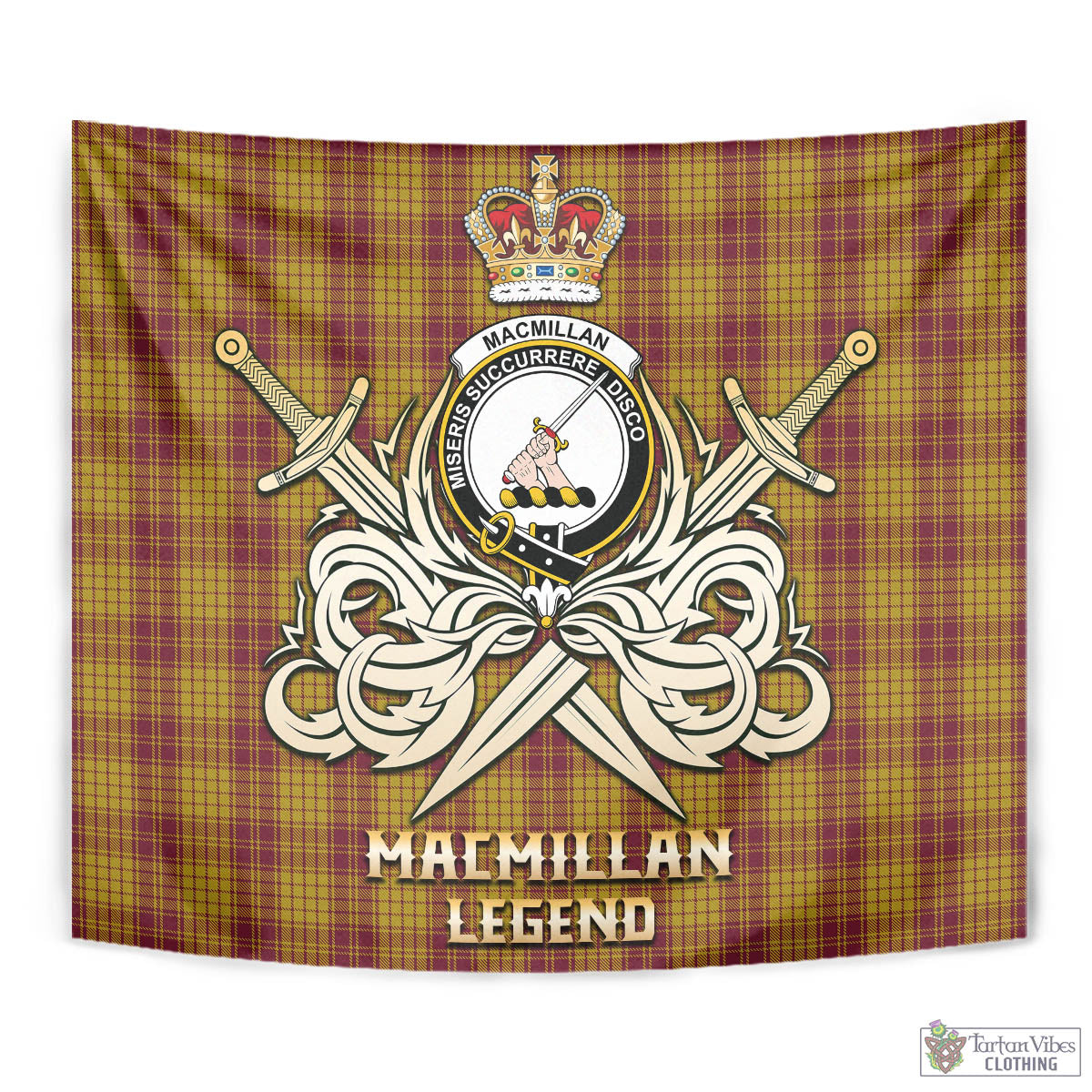 Tartan Vibes Clothing MacMillan Dress Tartan Tapestry with Clan Crest and the Golden Sword of Courageous Legacy