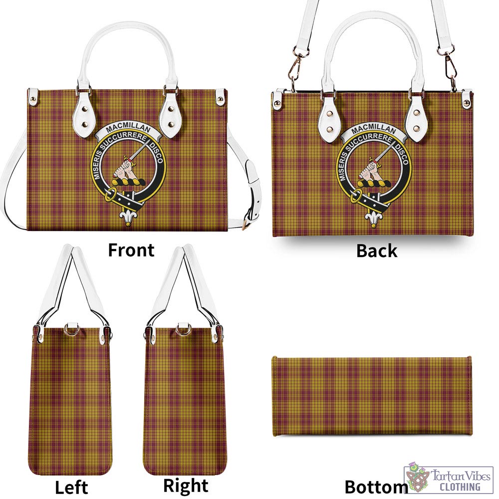 Tartan Vibes Clothing MacMillan Dress Tartan Luxury Leather Handbags with Family Crest