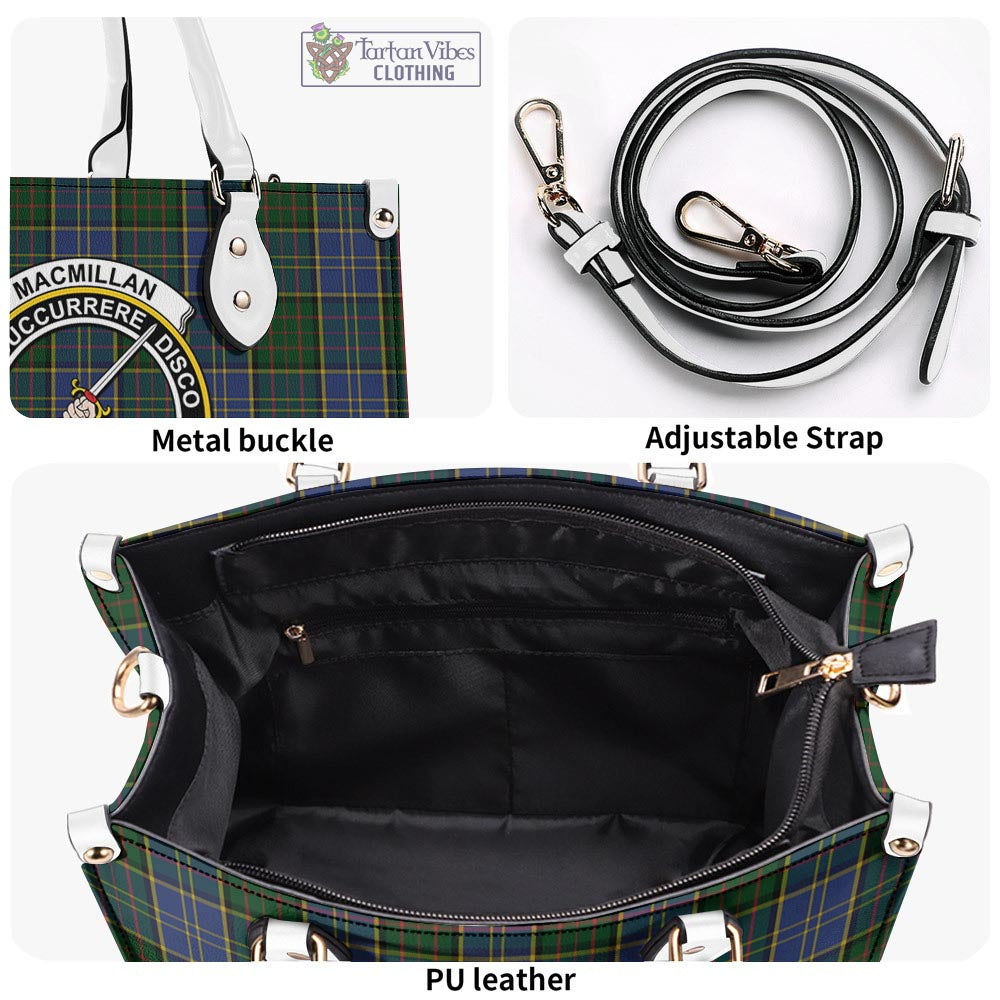 Tartan Vibes Clothing MacMillan Hunting Tartan Luxury Leather Handbags with Family Crest