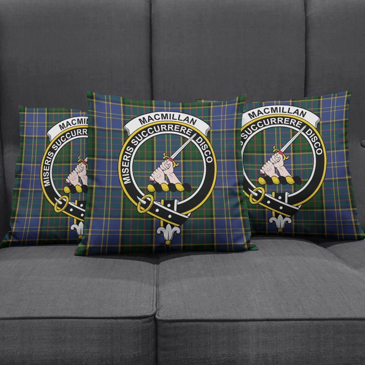 MacMillan Hunting Tartan Pillow Cover with Family Crest Square Pillow Cover - Tartanvibesclothing