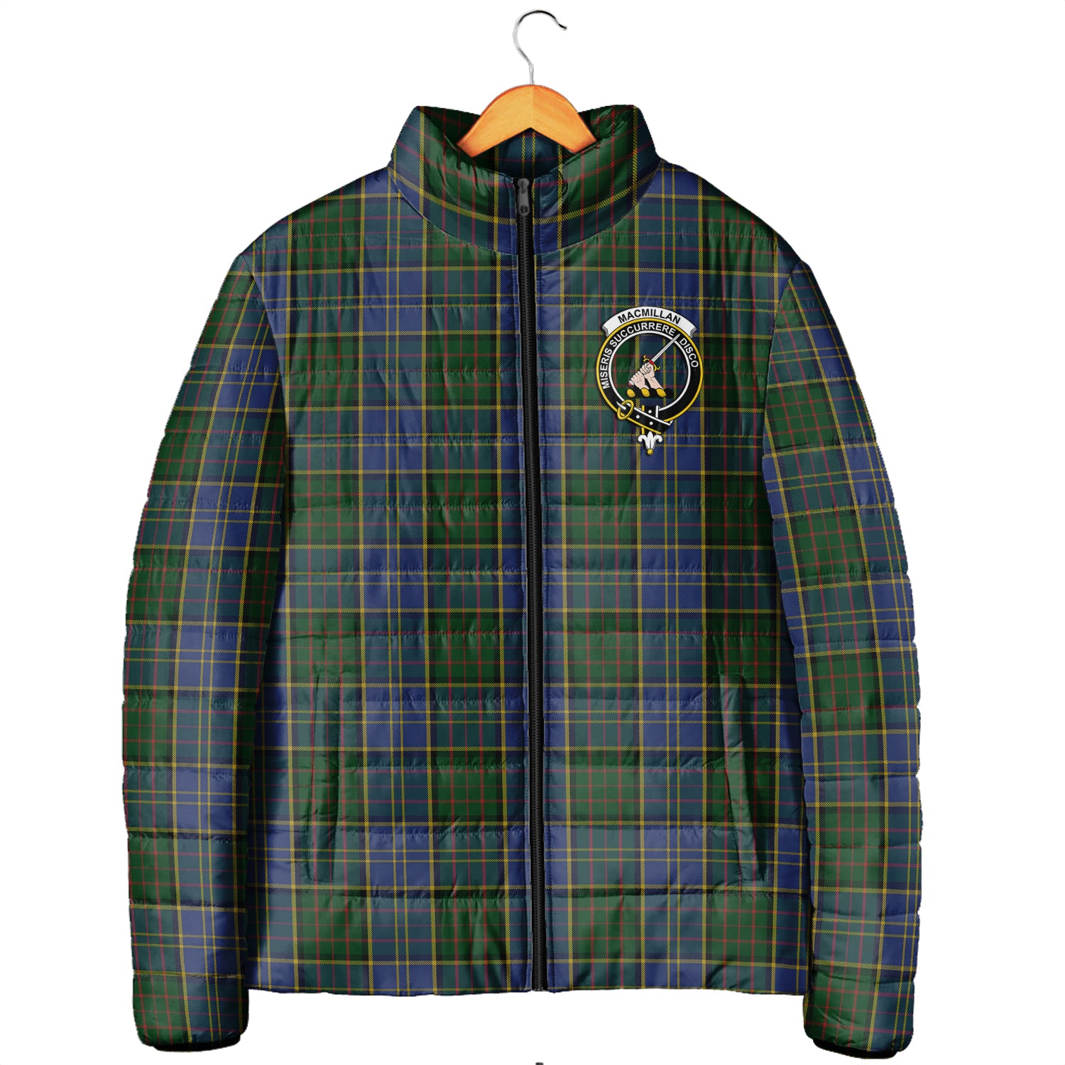 MacMillan Hunting Tartan Padded Jacket with Family Crest Men's Padded Jacket - Tartan Vibes Clothing