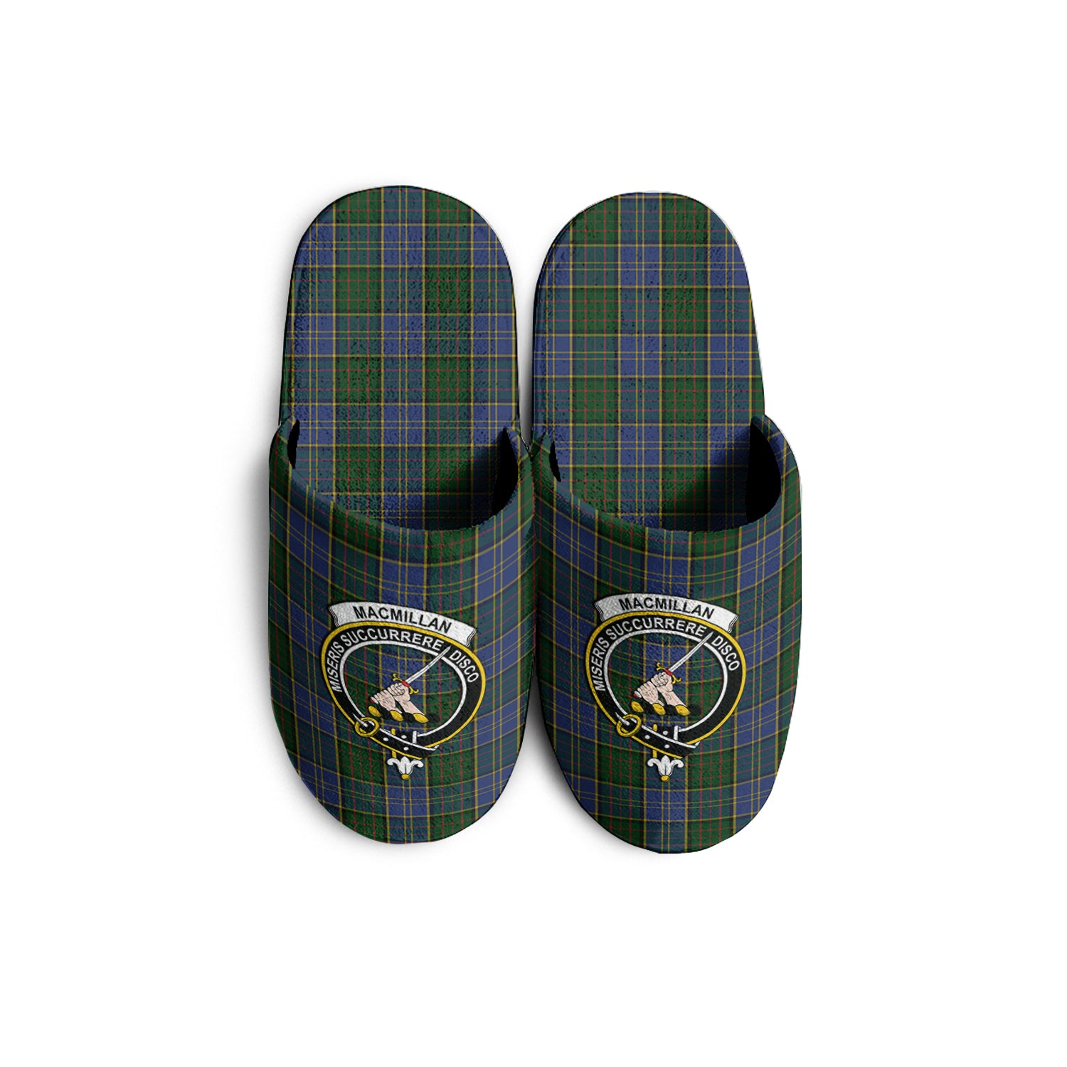 MacMillan Hunting Tartan Home Slippers with Family Crest - Tartanvibesclothing