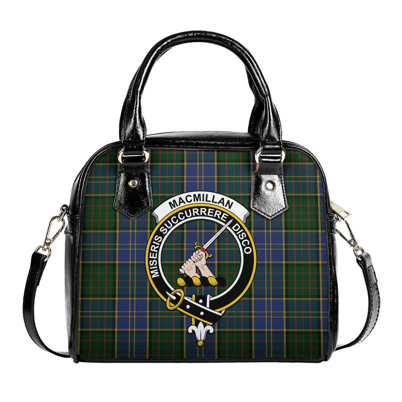 MacMillan Hunting Tartan Shoulder Handbags with Family Crest One Size 6*25*22 cm - Tartanvibesclothing