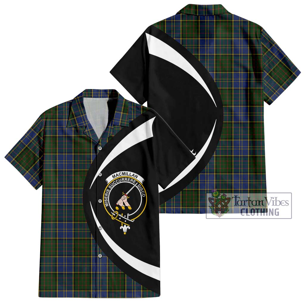 MacMillan Hunting Tartan Short Sleeve Button Up with Family Crest Circle Style Kid - Tartan Vibes Clothing