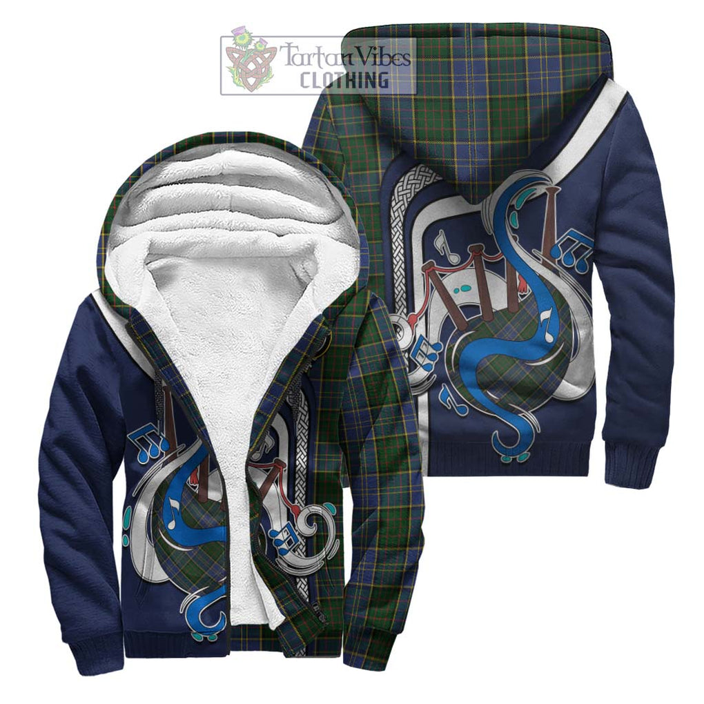 MacMillan Hunting Tartan Sherpa Hoodie with Epic Bagpipe Style Unisex S - Tartanvibesclothing Shop