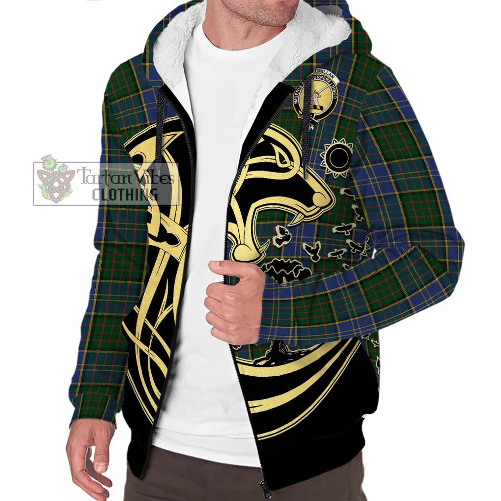 MacMillan Hunting Tartan Sherpa Hoodie with Family Crest Celtic Wolf Style Unisex S - Tartan Vibes Clothing