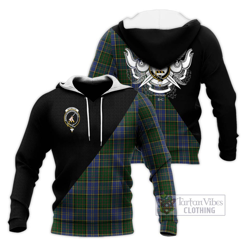 MacMillan Hunting Tartan Knitted Hoodie with Family Crest and Military Logo Style Unisex Knitted Pullover Hoodie - Tartanvibesclothing Shop