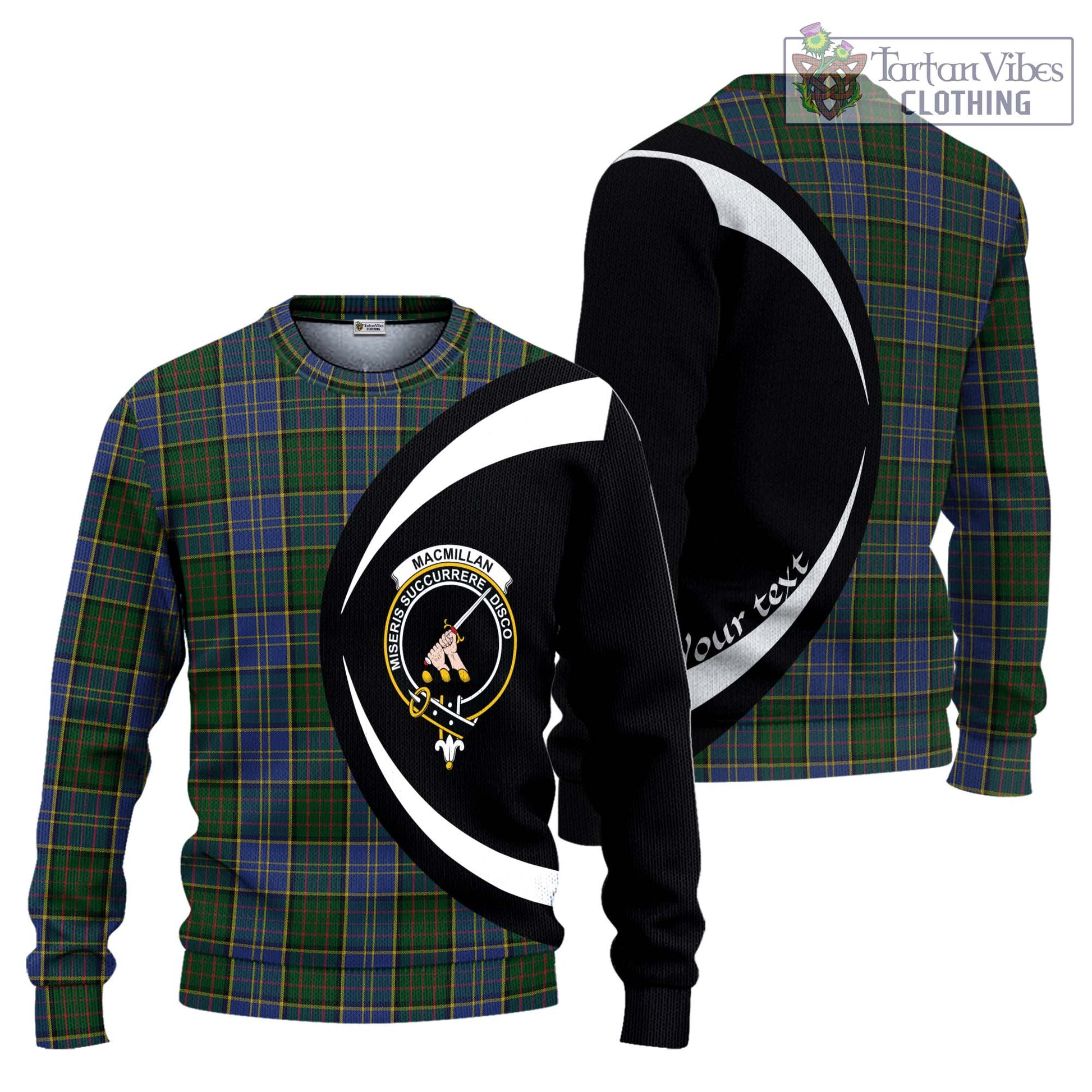 MacMillan Hunting Tartan Knitted Sweater with Family Crest Circle Style Unisex - Tartan Vibes Clothing