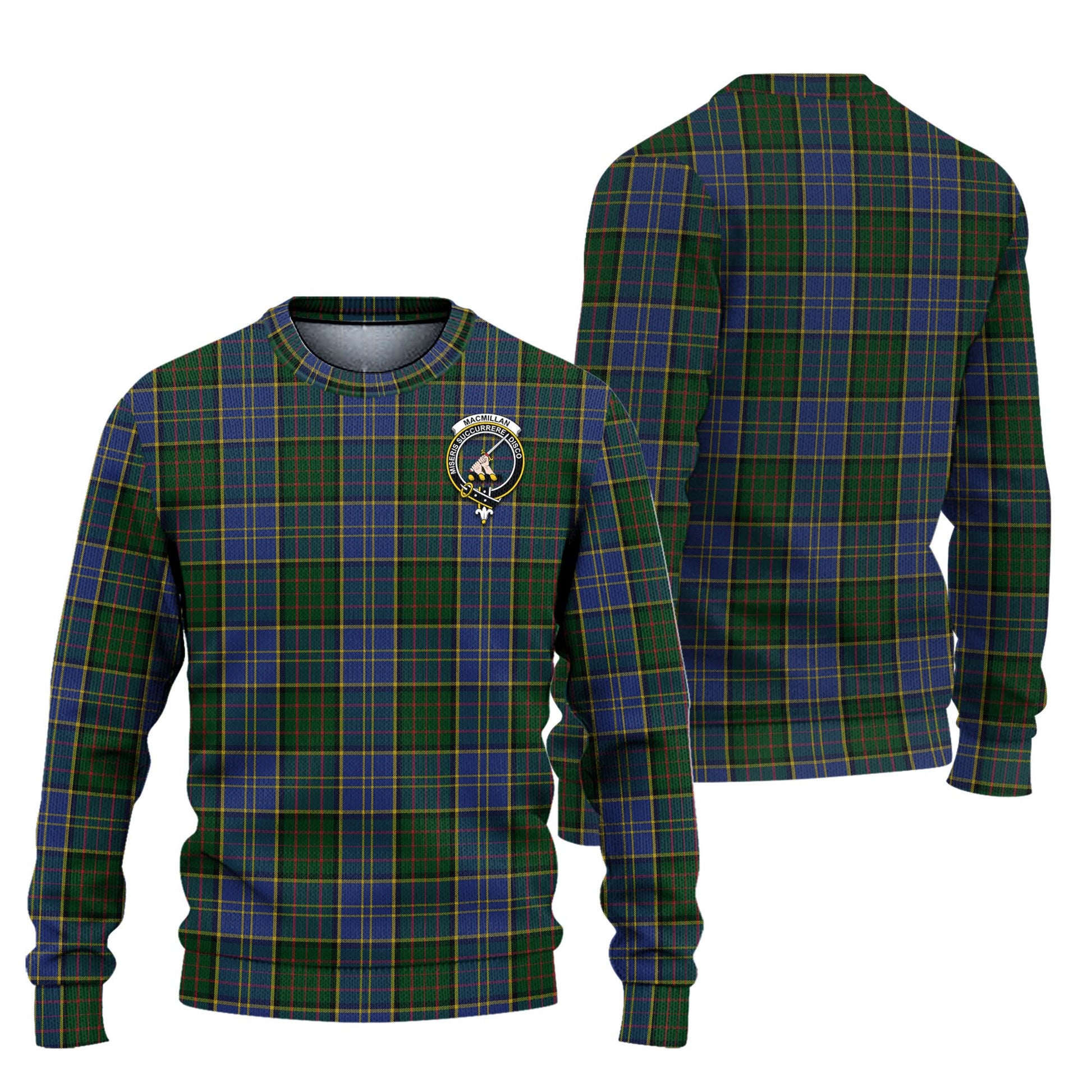 MacMillan Hunting Tartan Knitted Sweater with Family Crest Unisex - Tartanvibesclothing