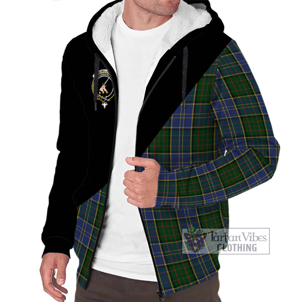 MacMillan Hunting Tartan Sherpa Hoodie with Family Crest and Military Logo Style Unisex S - Tartanvibesclothing Shop