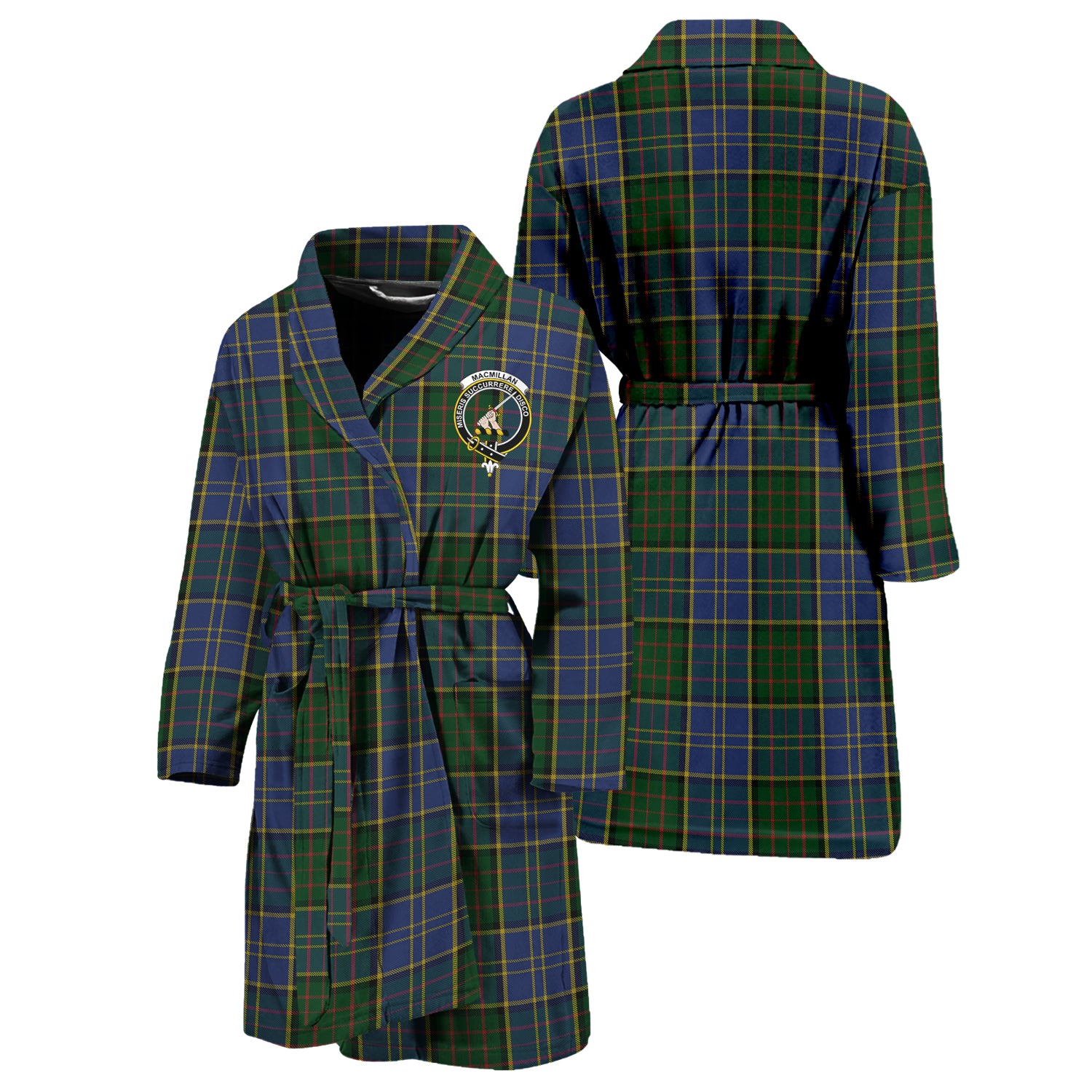 MacMillan Hunting Tartan Bathrobe with Family Crest Unisex S - Tartan Vibes Clothing