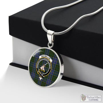 MacMillan Hunting Tartan Circle Necklace with Family Crest