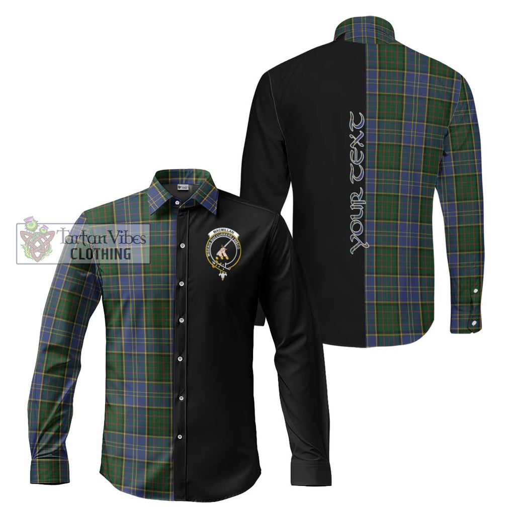 MacMillan Hunting Tartan Long Sleeve Button Shirt with Family Crest and Half Of Me Style Men's Shirt S - Tartanvibesclothing Shop