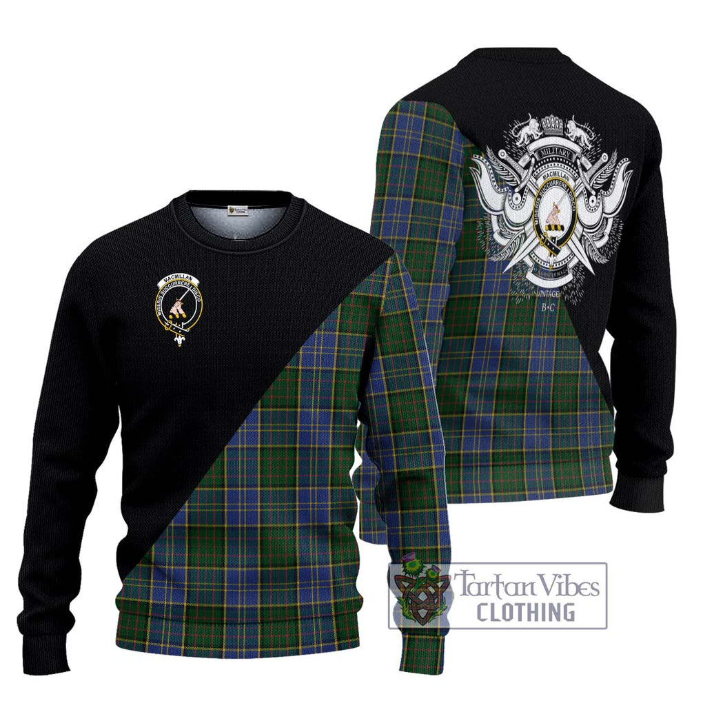 MacMillan Hunting Tartan Knitted Sweater with Family Crest and Military Logo Style Unisex - Tartanvibesclothing Shop