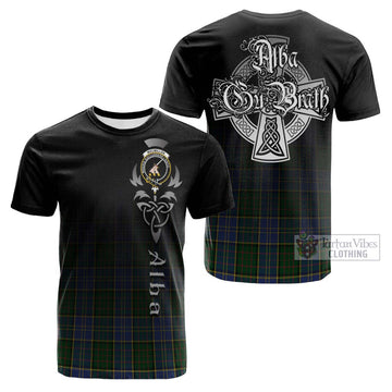 MacMillan Hunting Tartan Cotton T-shirt Featuring Alba Gu Brath Family Crest Celtic Inspired