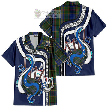 MacMillan Hunting Tartan Short Sleeve Button Shirt with Epic Bagpipe Style