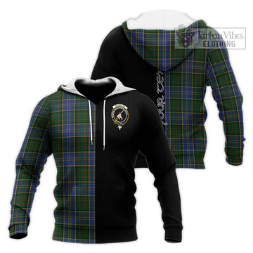 MacMillan Hunting Tartan Knitted Hoodie with Family Crest and Half Of Me Style