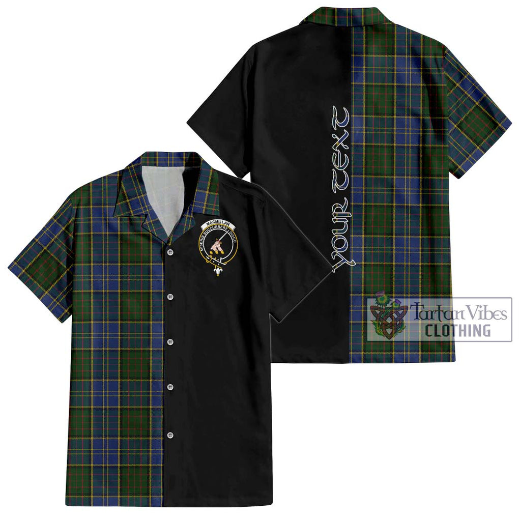 MacMillan Hunting Tartan Short Sleeve Button Shirt with Family Crest and Half Of Me Style Kid - Tartanvibesclothing Shop