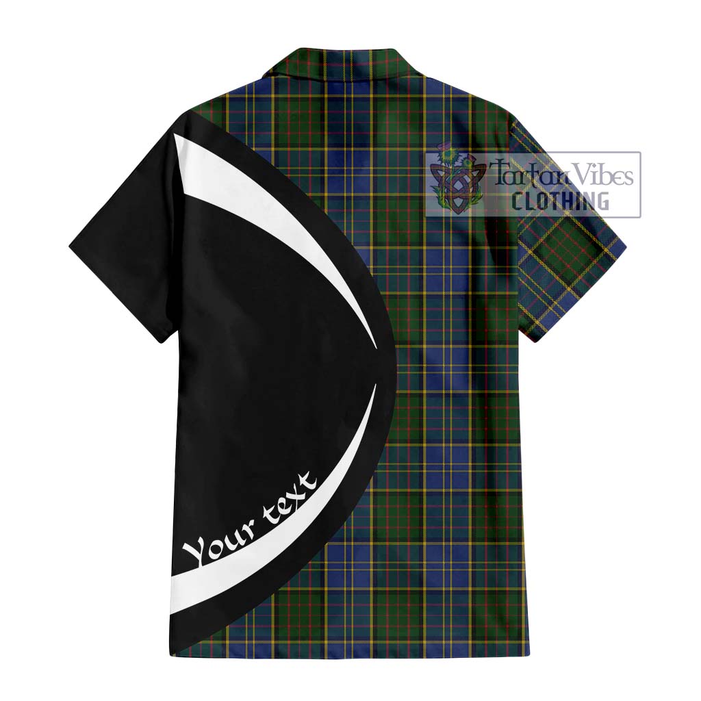 MacMillan Hunting Tartan Short Sleeve Button Up with Family Crest Circle Style - Tartan Vibes Clothing