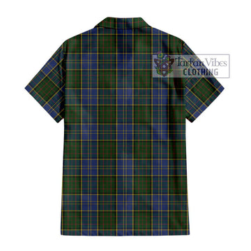 MacMillan Hunting Tartan Short Sleeve Button Shirt with Family Crest DNA In Me Style