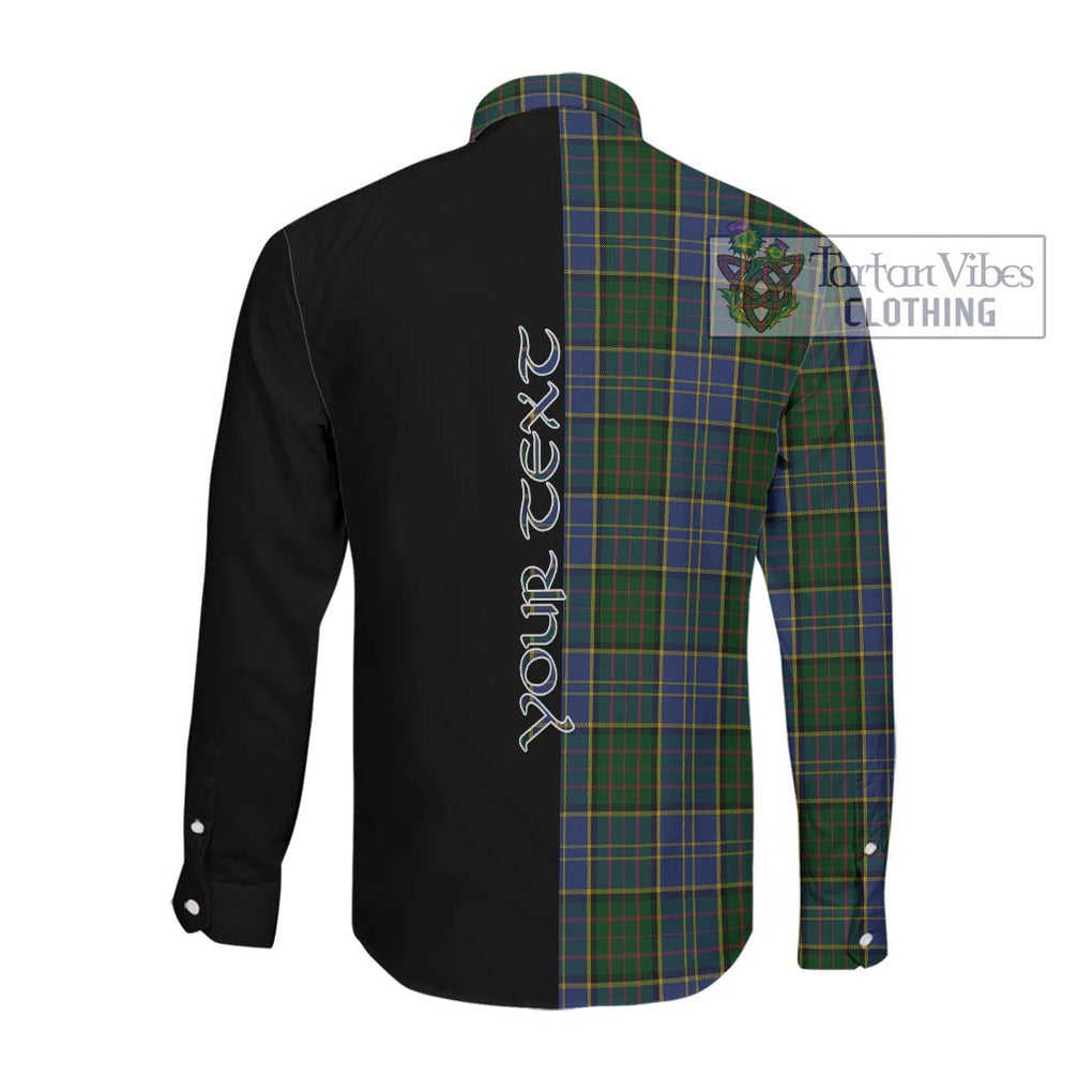 MacMillan Hunting Tartan Long Sleeve Button Shirt with Family Crest and Half Of Me Style Men's Shirt - Tartanvibesclothing Shop