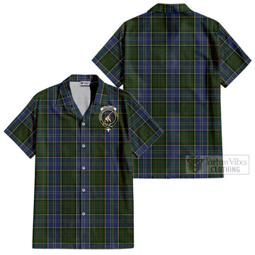 MacMillan Hunting Tartan Cotton Hawaiian Shirt with Family Crest