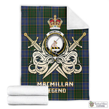 MacMillan Hunting Tartan Blanket with Clan Crest and the Golden Sword of Courageous Legacy