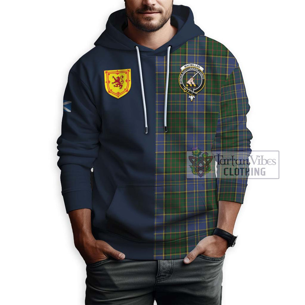 Tartan Vibes Clothing MacMillan Hunting Tartan Hoodie with Scottish Lion Royal Arm Half Style