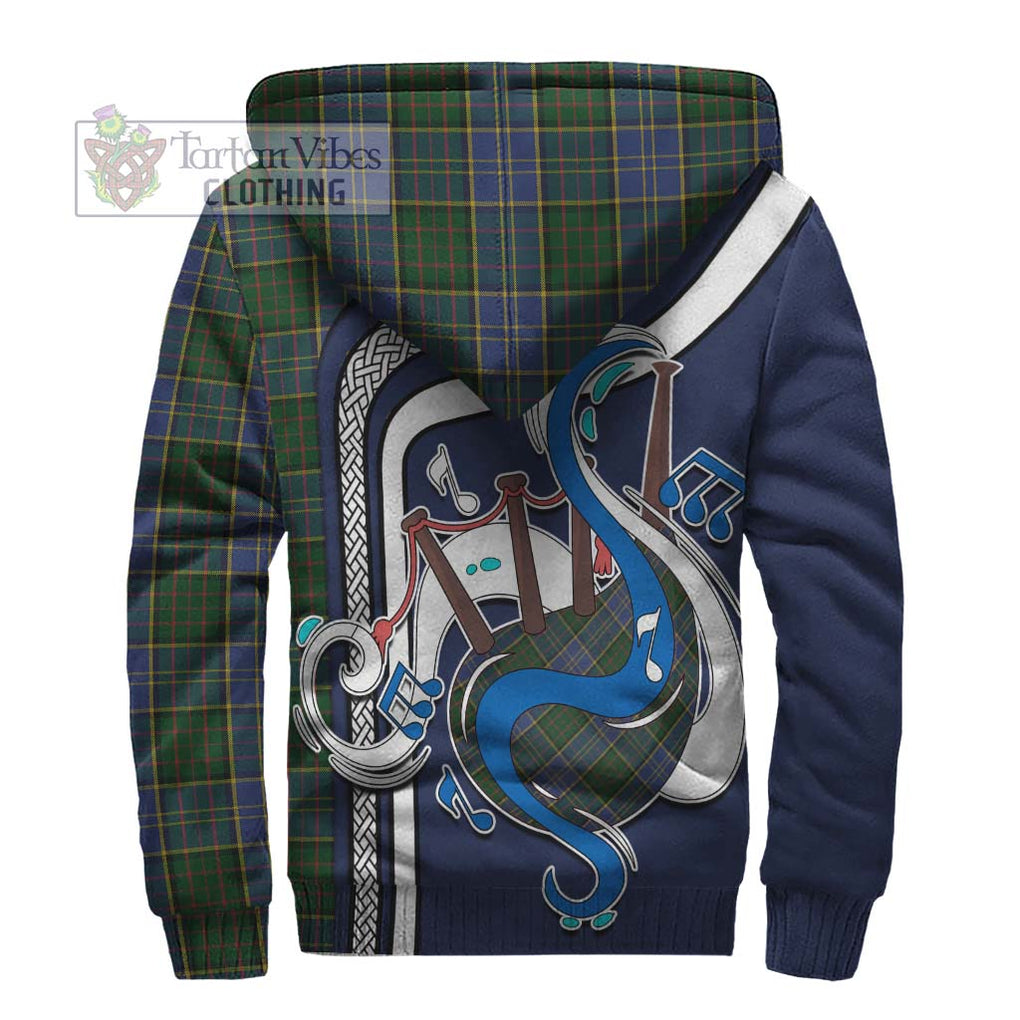 MacMillan Hunting Tartan Sherpa Hoodie with Epic Bagpipe Style - Tartanvibesclothing Shop