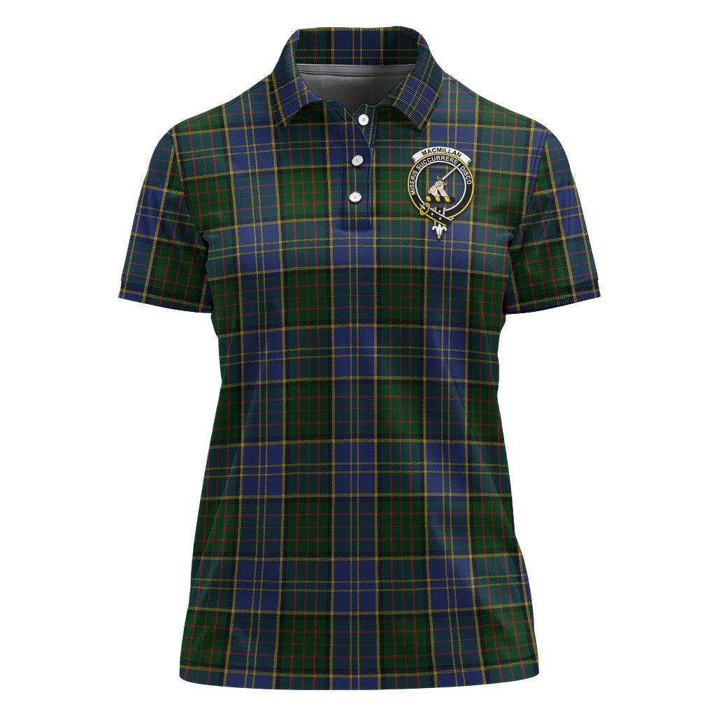 MacMillan Hunting Tartan Polo Shirt with Family Crest For Women - Tartan Vibes Clothing