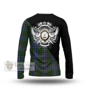 MacMillan Hunting Tartan Long Sleeve T-Shirt with Family Crest and Military Logo Style