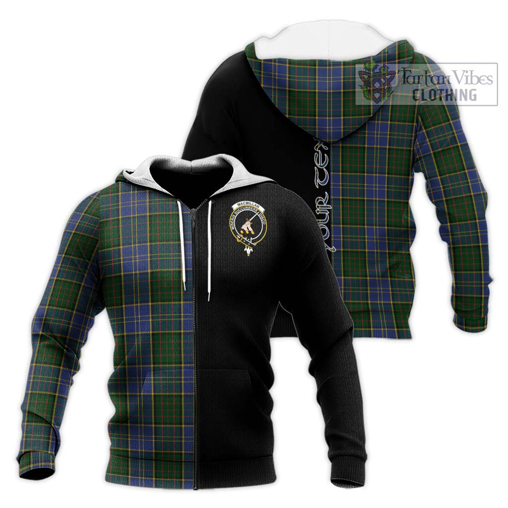 MacMillan Hunting Tartan Knitted Hoodie with Family Crest and Half Of Me Style Unisex Knitted Zip Hoodie - Tartanvibesclothing Shop