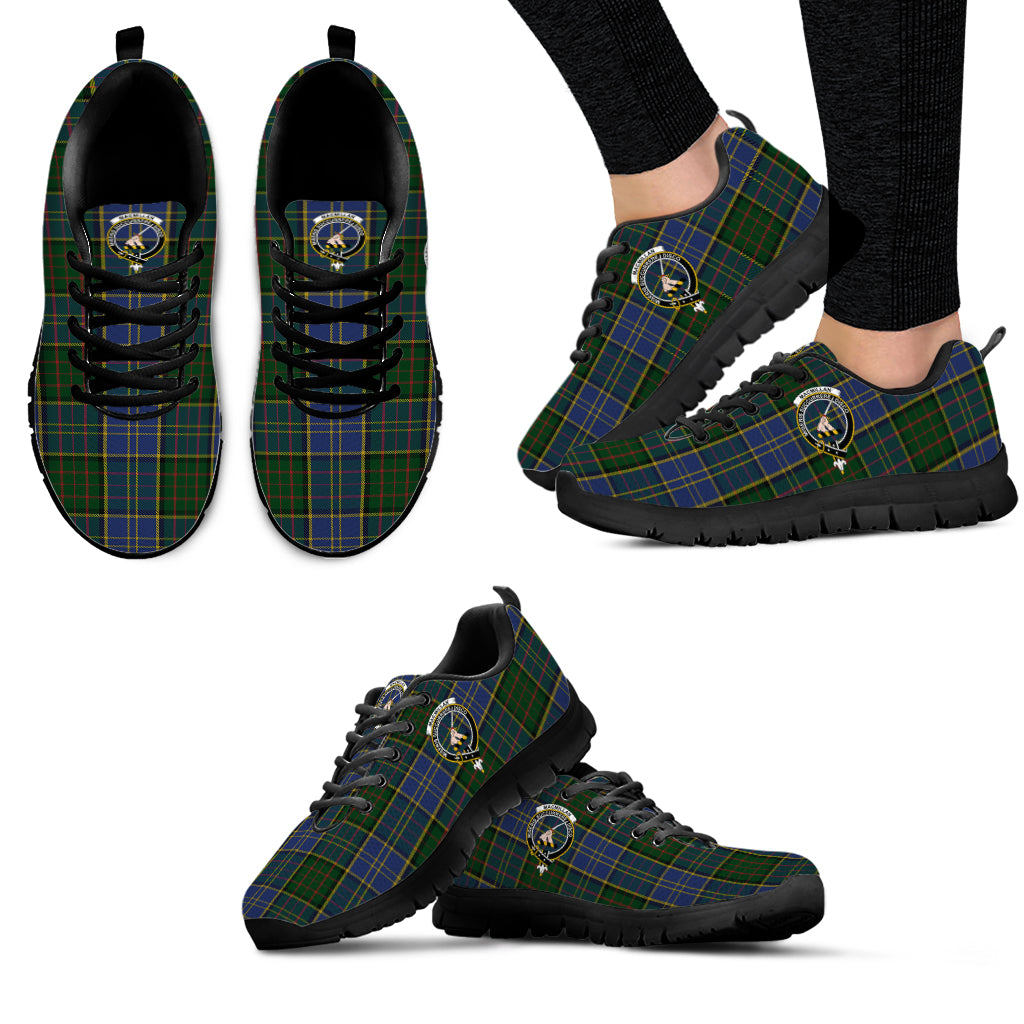 MacMillan Hunting Tartan Sneakers with Family Crest - Tartan Vibes Clothing