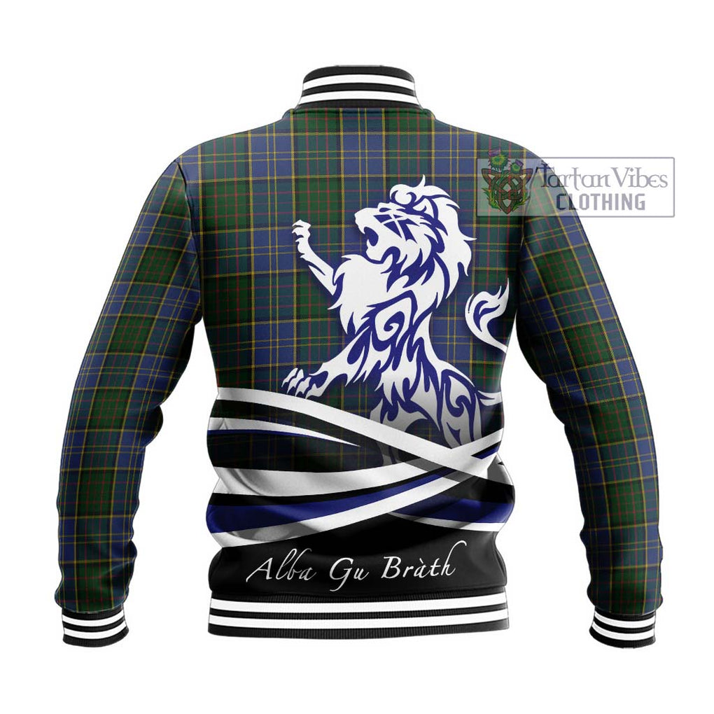 MacMillan Hunting Tartan Baseball Jacket with Alba Gu Brath Regal Lion Emblem - Tartanvibesclothing Shop