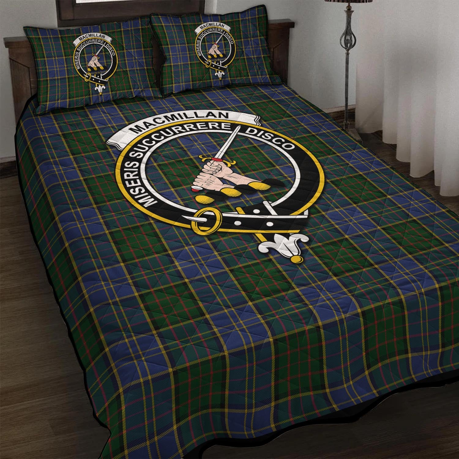 MacMillan Hunting Tartan Quilt Bed Set with Family Crest - Tartan Vibes Clothing