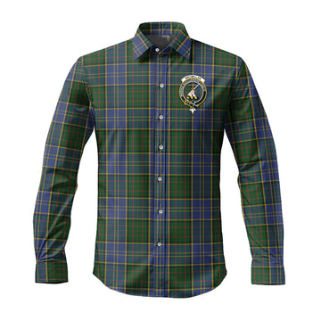 MacMillan Hunting Tartan Long Sleeve Button Up Shirt with Family Crest