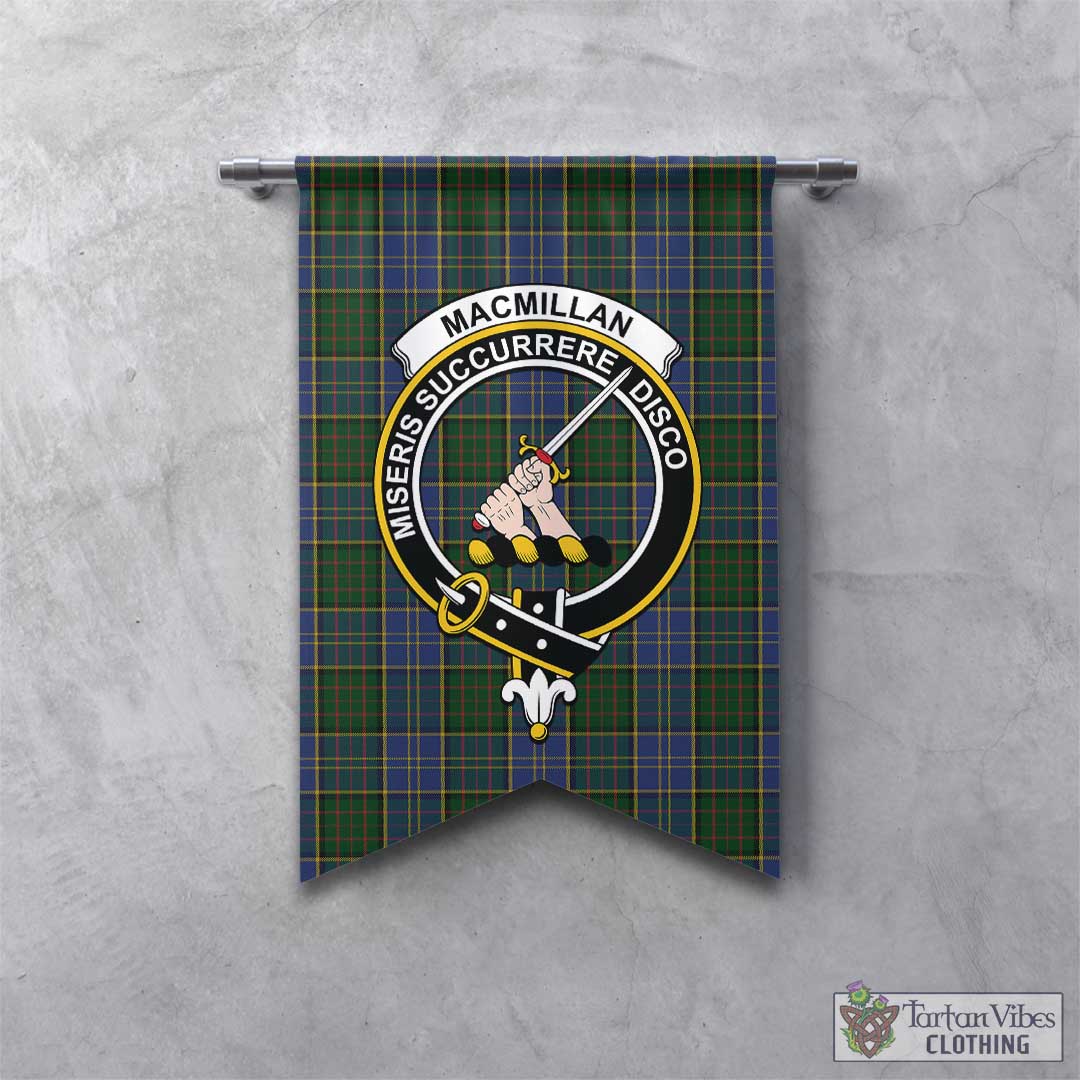 Tartan Vibes Clothing MacMillan Hunting Tartan Gonfalon, Tartan Banner with Family Crest