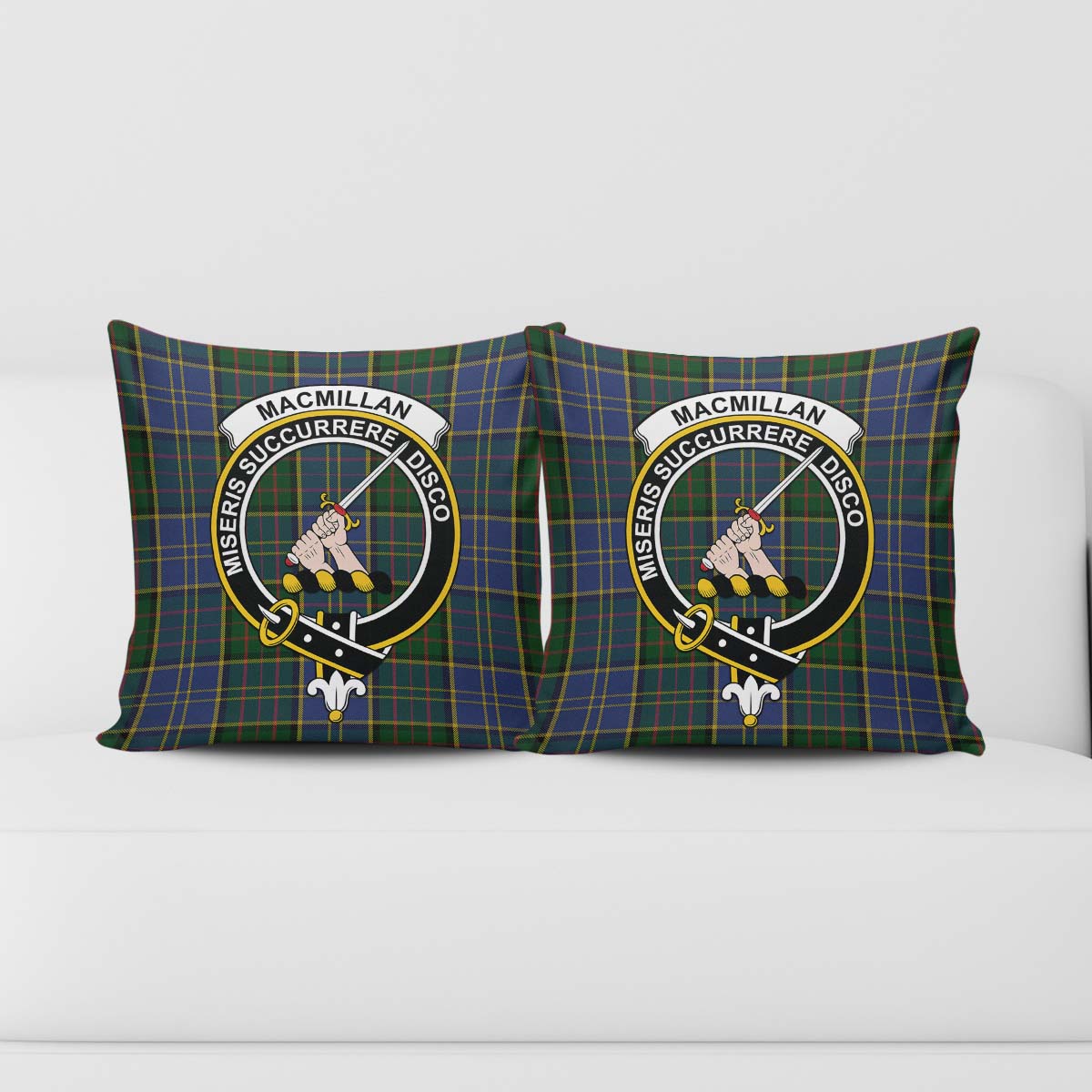 MacMillan Hunting Tartan Pillow Cover with Family Crest - Tartanvibesclothing