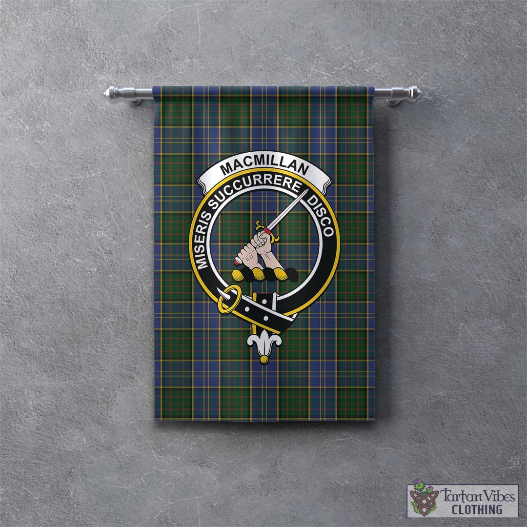 Tartan Vibes Clothing MacMillan Hunting Tartan Gonfalon, Tartan Banner with Family Crest